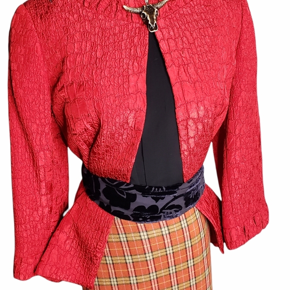 Tahari by Arthur Levine Jacquard Jacket One Button Trendy Color Holidays Events - Picture 7 of 13